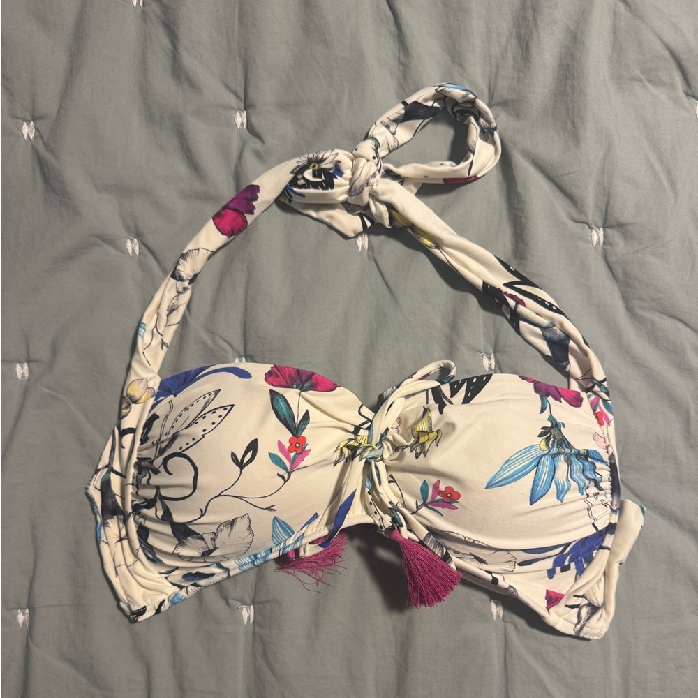 Seafolly Floral Bikini Top - Cream, Blue, Pink